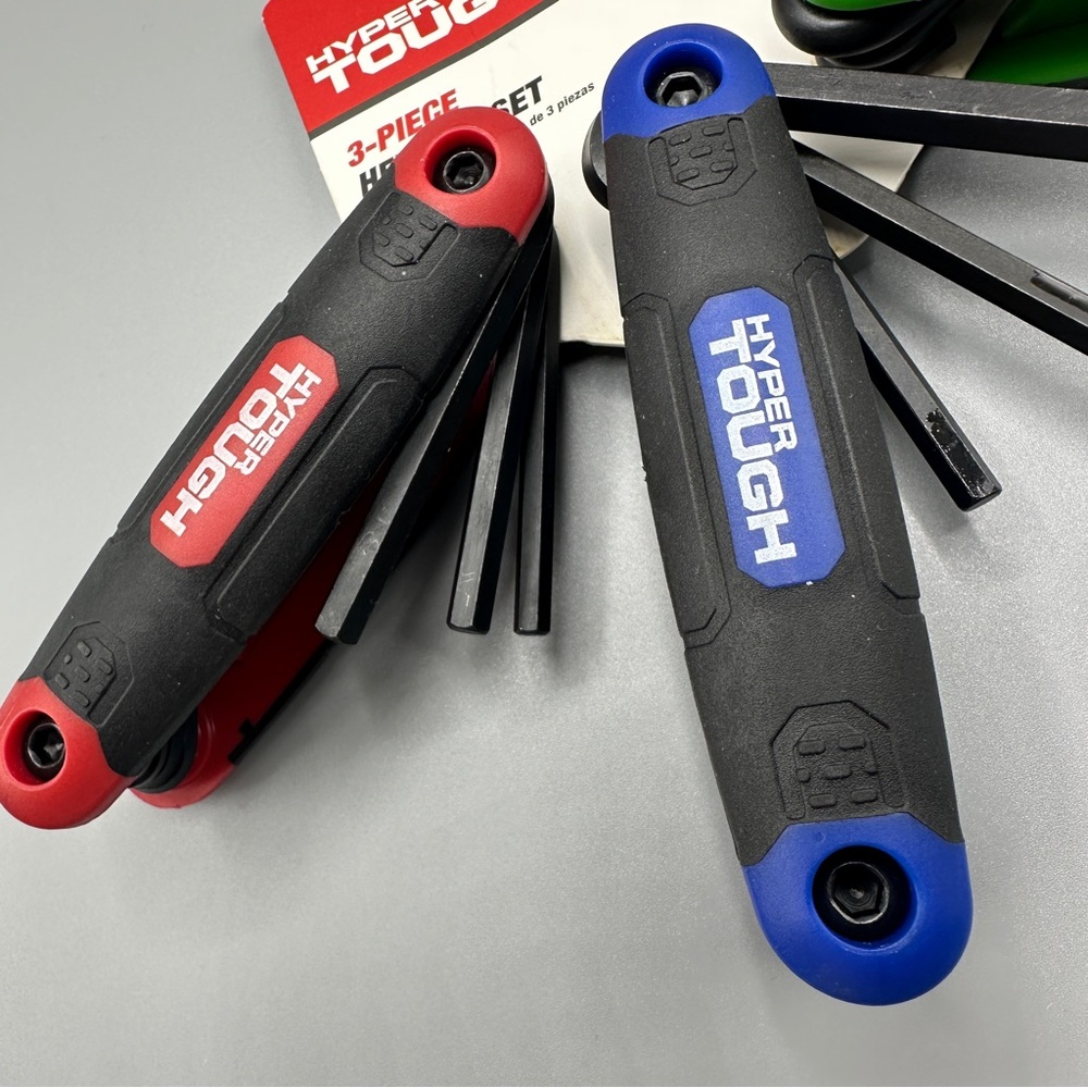 Hyper Tough 3-Piece FOLDING HEX KEY SET: SAE  METRIC STAR Heavy-Duty Steel New